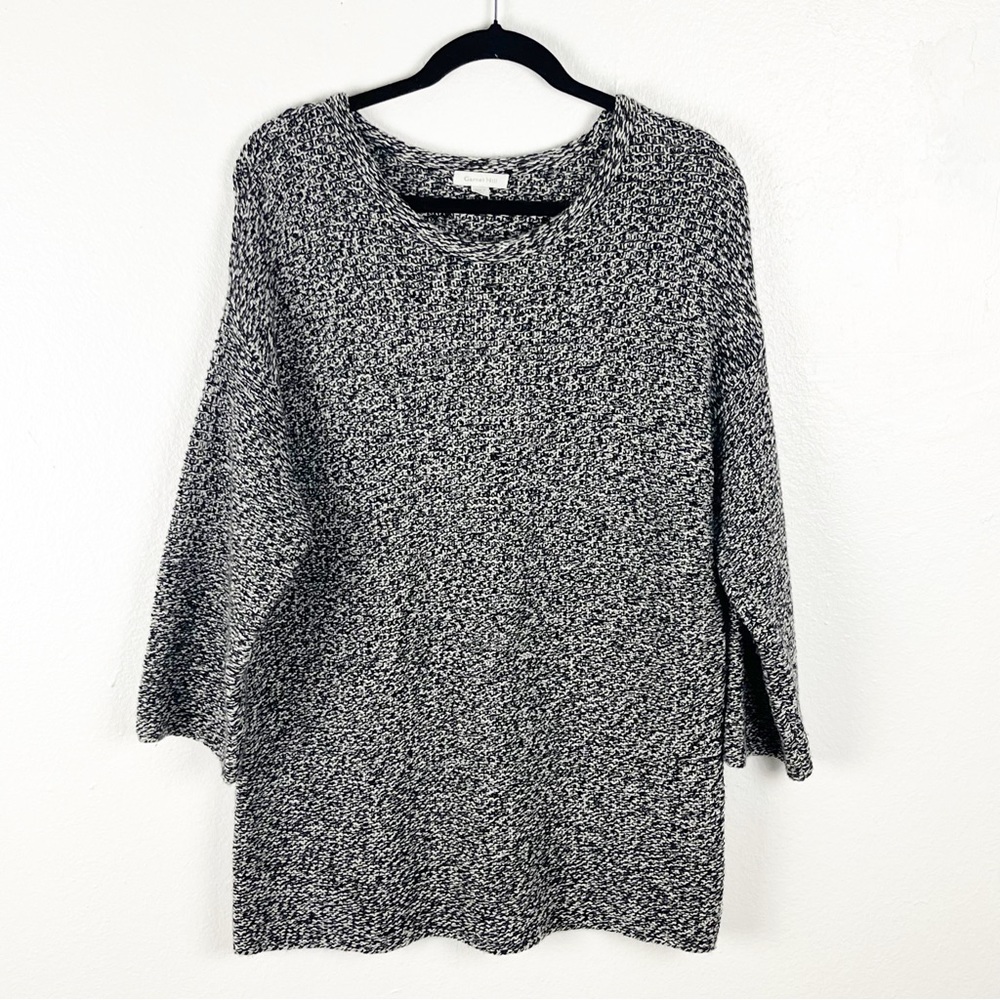 GARNET HILL Merino Wool Cashmere Blend Marled Drop Shoulder Sweater Size Medium